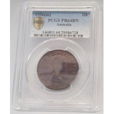 AUSTRALIA 1956 M . ONE 1 PENNY . PCGS PR64BN